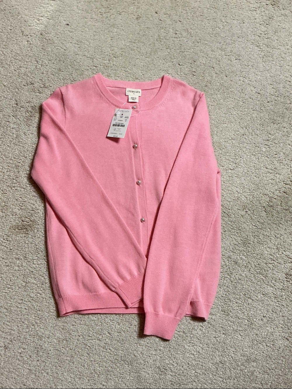 Crewcuts Pink Pearl-Button Knit Cardigan